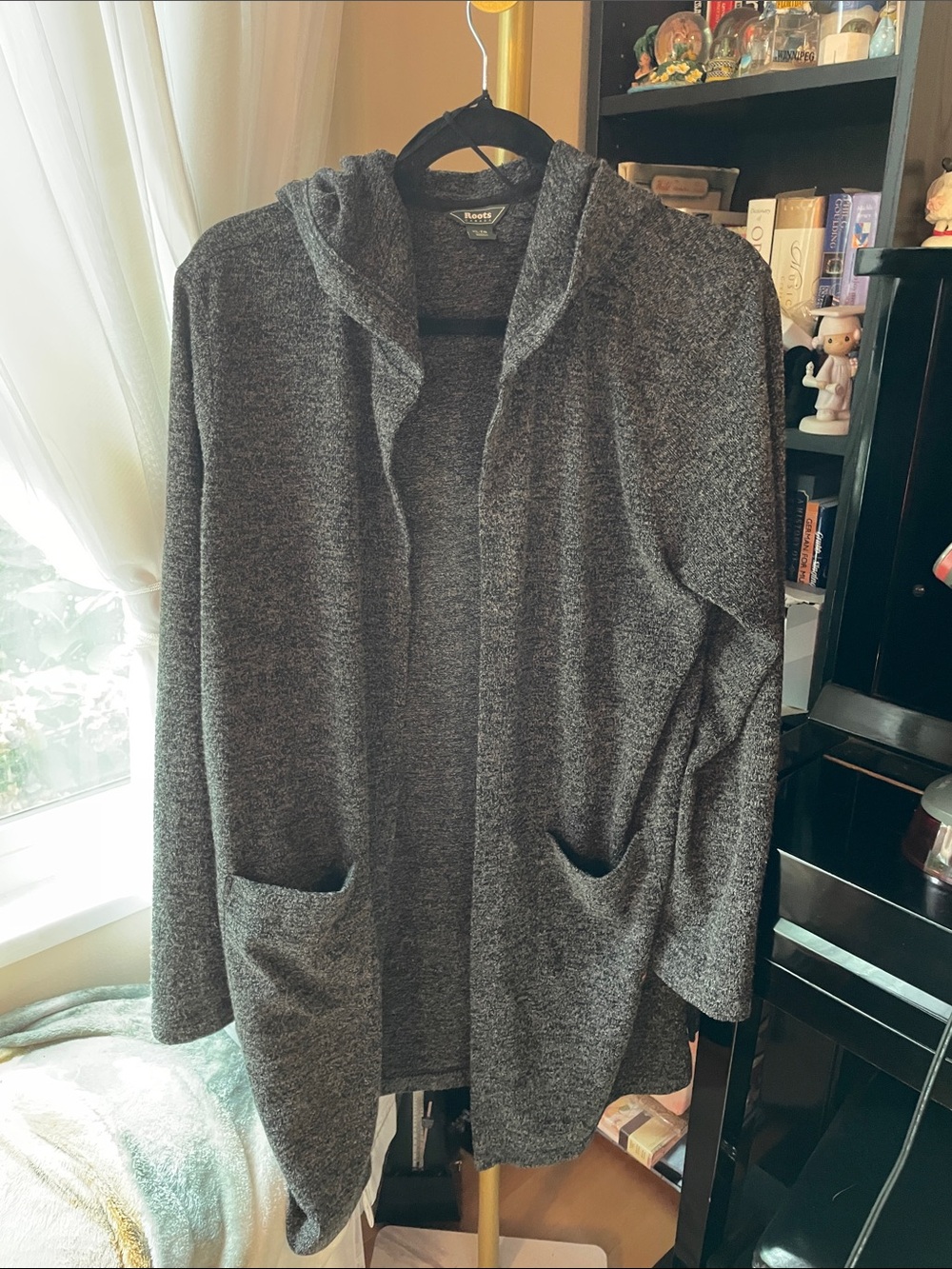 Roots Women's Hooded Open-Front Cardigan - Charcoal Gray